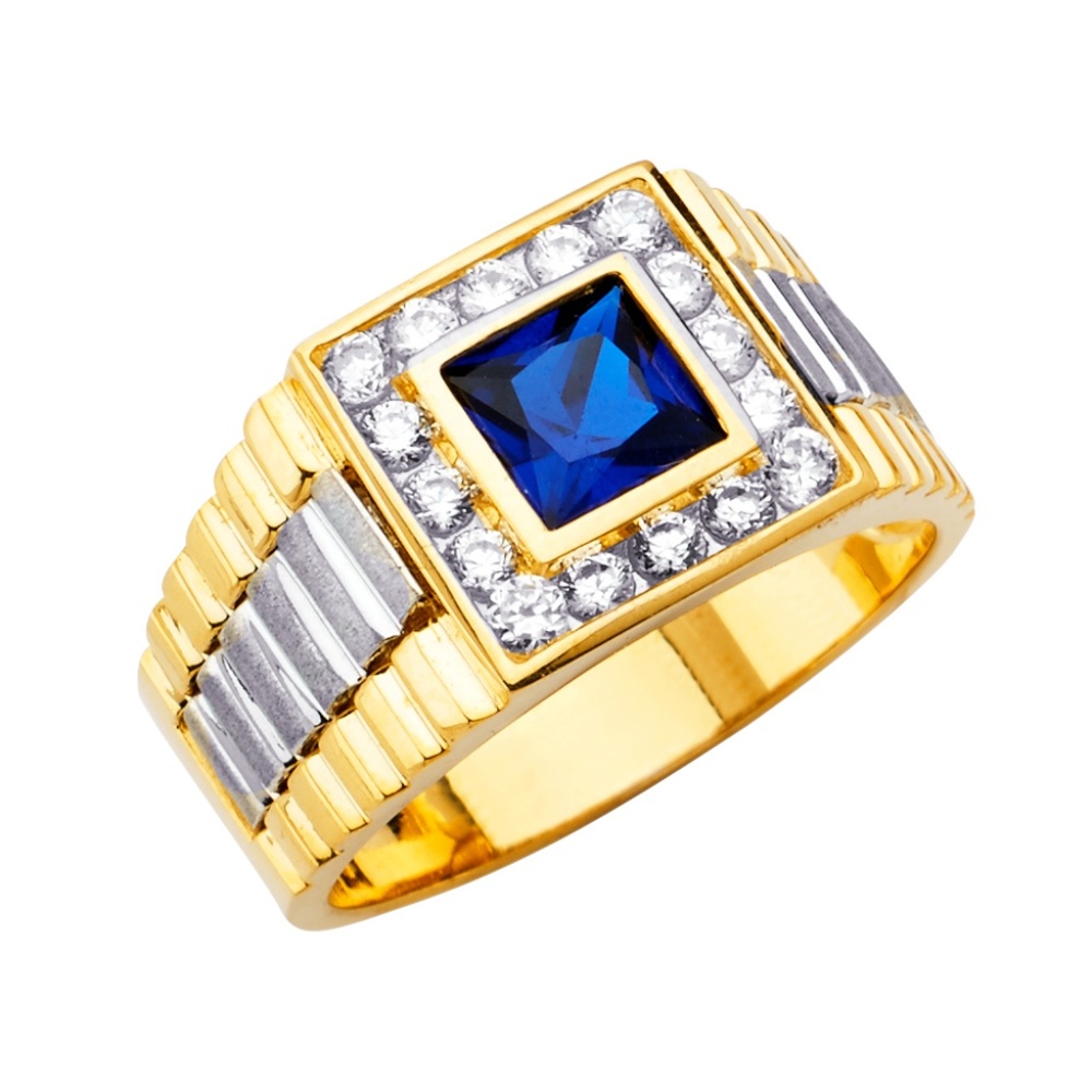 14K Yellow Gold CZ Men's Ring